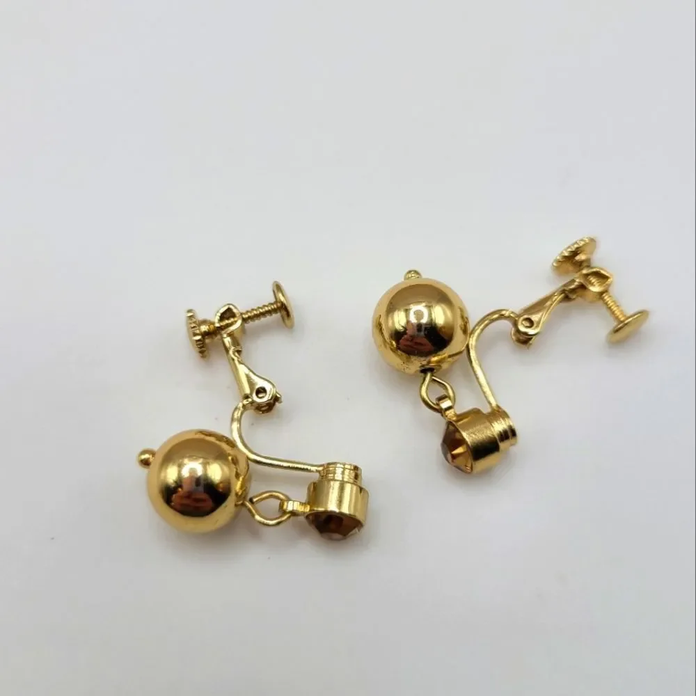 Joan Rivers Gold clip on Earrings with Crystal Rhinestone